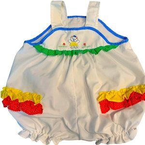 Vintage Girls 3-6 month old embroidered Romper Bubble outfit